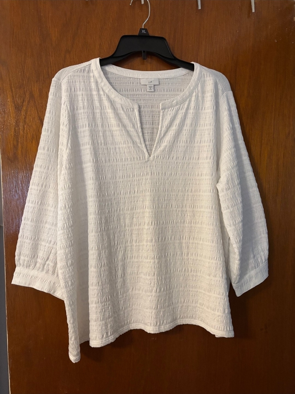 J. Jill White V-Neck 3/4 Sleeve Linen Guaze Top Womens Size XL Petite